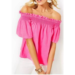 Lilly pulitzer Leanne Off-The-Shoulder Linen TopSize xlarge